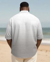 Big & Tall Men's Daily Grey Gradient Leaf Print Long Sleeve Bamboo Hemp Texture Shirt